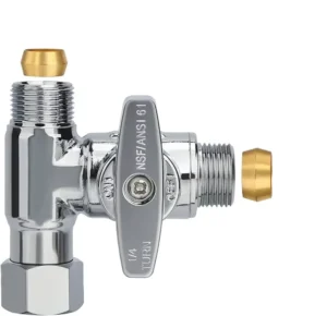NSF Certified Two-Way Angle Shutoff Valve Quick On-Off Operation Compression Fitting Brass for TOTO Washlet/Bidet/Handheld