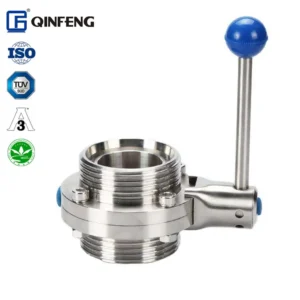OEM DN10 DN250 Manual Hydraulic Control Valve Stainless Steel Male Thread Sanitary Butterfly Valve With Pull Handle