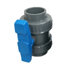On Off Control 1/2″ to 2″ UPVC Ball Valve with NPT Thread Blue Handle Gray Body for Water Pipeline Shutoff