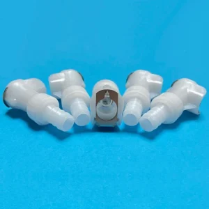 PLCD17006 Medical Grade Bulkhead Coupling 10.6mm Barb 3/8 Inch Female Press-to-Connect with Shutoff