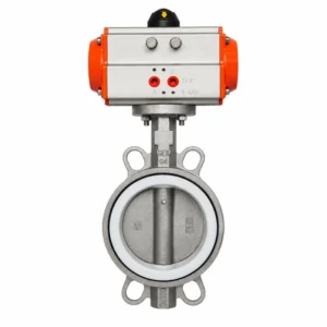 PN10/16 PTFE Seat SS304/316 Pneumatic Wafer Butterfly Valve for Chilled Water