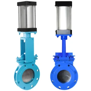 PN16 10inch Pneumatic Operated Knife Gate Valve Ptfe Line Cast Steel Pneumatic Air Control Flange Wafer Knife Gate Valve