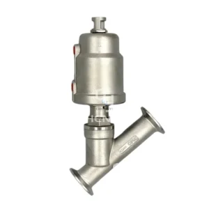 PN25 PN16 Angle Valve 2 Way Pneumatic Angle Seat Valve Y Type Quick Installed Angle Seat Valve with Stainless Steel Actuator