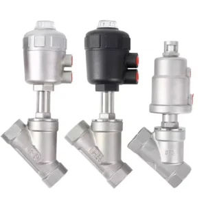PN25 PN16 Angle Valve 2 Way Pneumatic SS316 Angle Seat Valves Y Type Angle Seat Valve with Stainless Steel Actuator