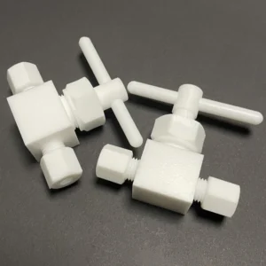 PTFE Compression Needle Valve Acid Alkali Resistant Stop Valve 2 Way Flow Control for Ozone Systems