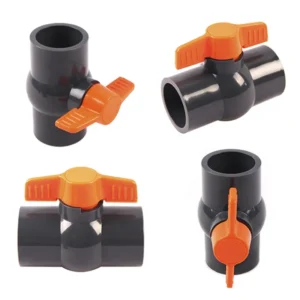 PVC Ball Valve High Pressure Black Body With Butterfly Handle 1 Inch for Water Valves Control