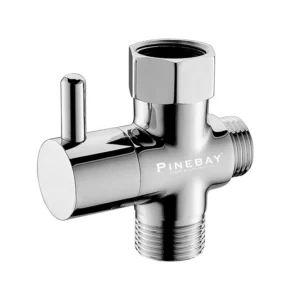 Pinebay Brass Chrome Bidet Sprayer T Adapter Shutoff Valve with Water Flow Control OEM for Bidet
