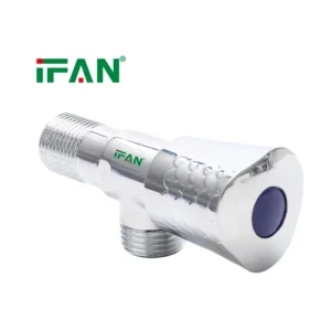 Plating Angle Valve With Textured Knob and Blue Decorative Cap