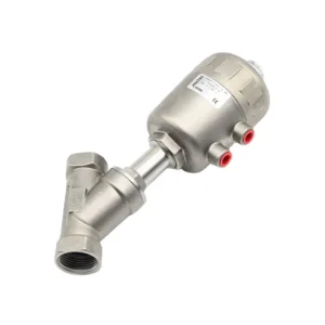 Pneumatic Angle Seat Valve Y Type SS304 Stainless Steel DN15 DN100 Port PTEF Sealing