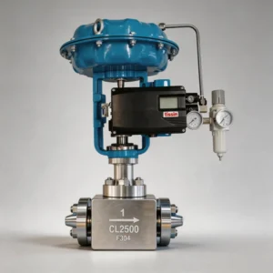 Pneumatic High Pressure Globe Control Valve with Top Guided Trim and Metal Seated for Superheated Steam Service ANSI Class 600
