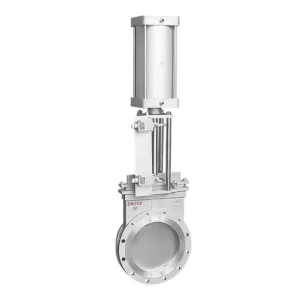 Pneumatic Knife Gate Valve PZ673H 304 Stainless Hard Seal Insert Plate Flange Connection CE Certified Stainless Steel Valves