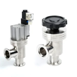 Pneumatic Manual Sealed SS304 SS316L Angle Valve L Type Single Acting KF NW Vacuum Flapper Valve with Bellows for Semiconductor