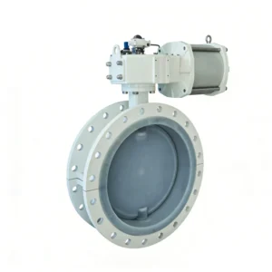 Pneumatic PTFE Lined Flanged Butterfly Valve Fast On Off for Strong Acid & Alkali Chemical Pipeline