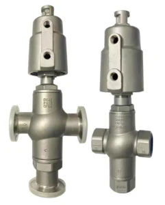 Pneumatic Stainless Steel Angle Seat Valve with 3 Way Steel Head Actuator for Water Media Pneumatic Casting Angle Valve