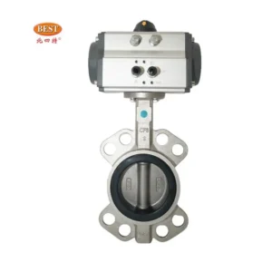 Pneumatic Wafer Butterfly Valve Q810 B Model Stainless Steel Cast Iron Carbon Steel Flange Connection DN50~800 Size