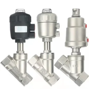 Pneumatic Y Angle Seat Valve CF8 SS Plastic Head 1/2in 3/4in 1in 1 1/4in 1 1/2in 2in