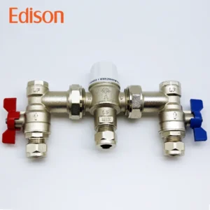 Professional OEM Thermostatic Mixing Valve Lead Free Copper 35-50 Temperature Control 2 Accuracy Angle Structure DN15 Port for