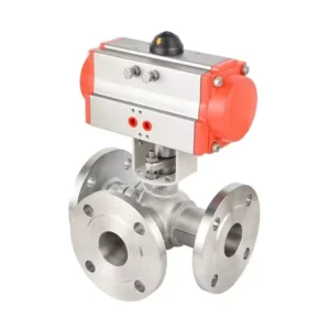Q644F 16P Ball Valve Stainless Steel L Type Ball Valve Pneumatic Flange Three Way Ball Valve