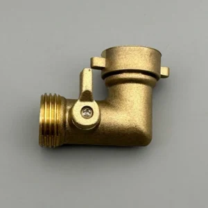 Rust Proof 90 Degree Brass Hose Elbow with Flow Control Valve 3/4 Inch Adapter for Long Lasting Outdoor Use