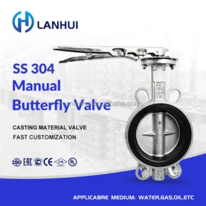 SS304 CF8 Wafer Butterfly Valve PN16 Soft Seal EPDM Metal Seated Actuated Butterfly Valve Manufacturer