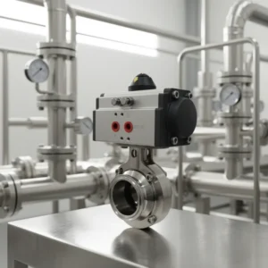 SS304 Tri Clamp High Precision Food Grade Single Acting Brewing Pharmacy Pneumatic Sanitary Butterfly Valve