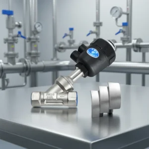 SS316L High Precision 3A FDA Food Grade Tri Clamp Water Steam Sanitary Pneumatic Angle Seat Valve Factory