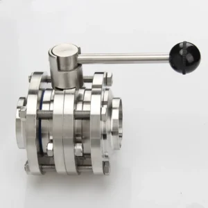 Sanitary Stainless Steel 304/316L Manual Three-piece Welded Flange Round Plate Butterfly Valve
