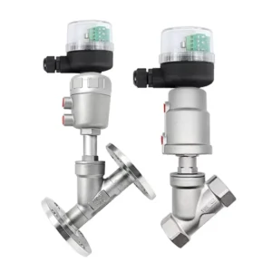 Sanitary Stainless Steel SS304 SS316L Threaded Pneumatic Actuator Angle Valve PNP Proximity Switch Feedback 0-16