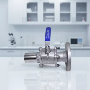 Single Flange End Three Piece Extended Bonnet Manual Ball Valve Stainless Steel Construction For Industrial Process Systems