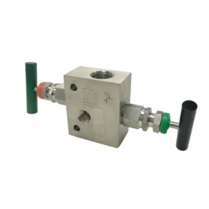 Stainless Steel 316 Instrument 1/2″ 2 Valve Needle Manual High Temperature Manifold 6000 PSI 1/4″ Drain Port