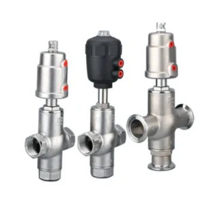 Stainless Steel Sanitary Pneumatic 3 Way Angle Seat Valve for Water Control