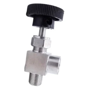 Steel Needle Valve Adjustable Right Angle 1/4″ Male to Female Thread SUS304 Gauge Needle Valve Pneumatic Needle Valve