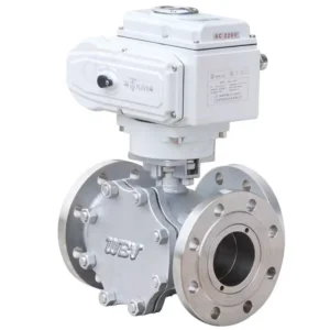 Three-Ways Electric Flanged Ball Valve Q944F/Q945F-16P Solution Heat Treatment FRAS Solid Ball Blowout-Proof Stem