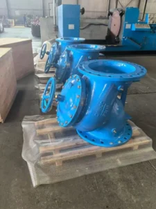 Three-in-One Multi-Functional Water Check Valve Angle-Type Four-in-One Check-Stop-Balance Valve 4 Inch Port Size EPDM Sealing