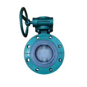 Turbine Flange lined Cast Steel butterfly Valve PTFE Flanged Manual butterfly Valve