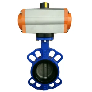 Two Way DN80 Ductile Iron Pneumatic Wafer Butterfly Valve for Water Applications