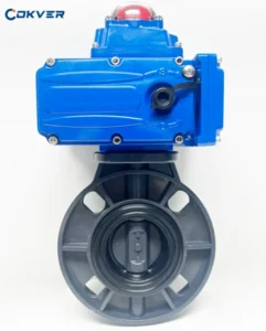 UPVC Electric Butterfly Ball Valve 2 Way PTFE Sealing Water Modulating Actuator AC110-220V Flange Connection