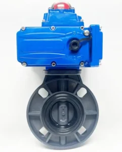 Wye 1 2 Inch Port Size IP65 Waterproof PVDF Material Wafer Type Normal Temperature Electric Motorized Butterfly Valve