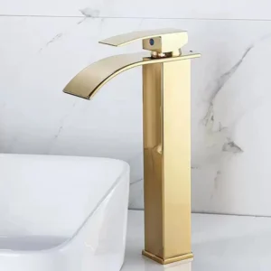 XOYOO Modern Gold Stainless Steel Single-Hole Ceramic Valve Basin Faucet Luxury Hotel Bathroom Taps for Deck Wash Basin