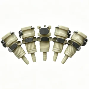 ZDVseal Pale Yellow Polypropylene Body Bulkhead Quick Disconnect Fittings Corrosion Resistant FKM O-ring Female Nozzle